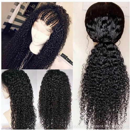 Dropshipping Hair Vendors 30 34Inch Water Wave Custom Swiss Lace Front Wig Loose Deep Wave HD Film Thin Wig Pre Plucked Hairline